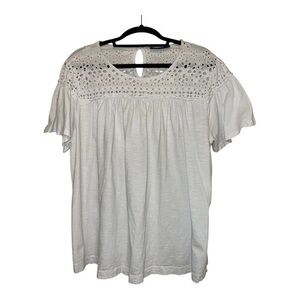 Lane Bryant White Relaxed Flutter Sleeve Blouse